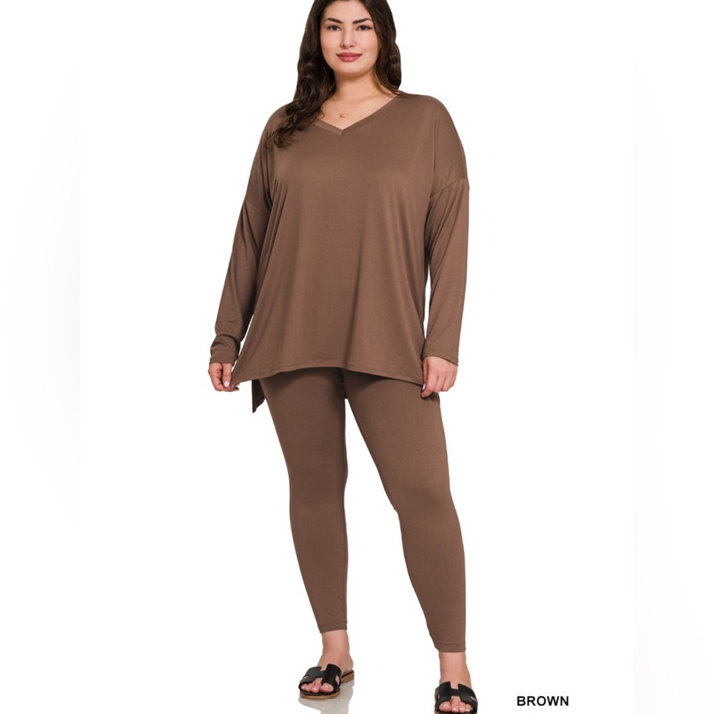 NWT ZENANA BRUSHED DTY MICROFIBER LOUNGEWEAR SET